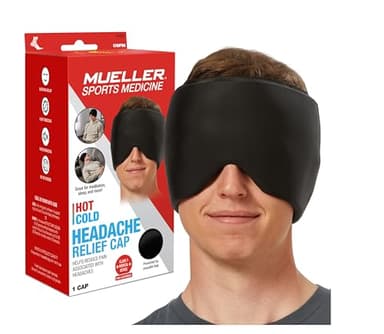 Mueller Sports Medicine Slim Migraine Cap, Ice Pack for Injuries and Pain Relief, Hot & Cold Therapy, Black
