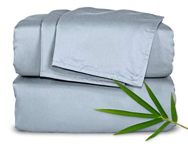Pure Bamboo Split King Sheets, Genuine 100% Organic Viscose Derived from Bamboo Bed Sheet Set, Soft & Cooling, Double Stitching, 2 Fitted Sheets (Split King, Sterling Blue)