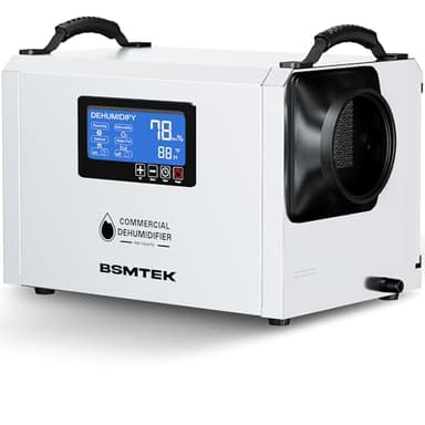 145 Pints Commercial Dehumidifier for Large Basements & Crawl Spaces up to 6500Sq.Ft, Industrial Dehumidifiers for Water Damage Restoration, Auto Defrost, Continuous Drain Hose, Memory Function, White