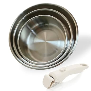 Stainless Steel Frying Pan Set - 11''/9.5''/8'' Stainless Steel Pan With Detachable Handle, Induction Compatible, Oven Safe To 600℉, Dishwasher Safe, Fast & Even Heating, Thickened & Long-Lasting