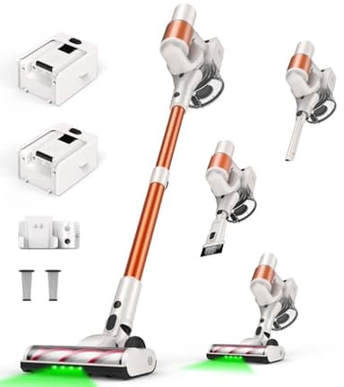 AOKOAK Cordless Vacuum Cleaner, 2 Batteries 110 Mins Runtime, 580W 48KPA Stick Vacuum with Self-Standing, Tangle-Free Brush, LED Display, Vacuum Cleaner for Home Hardwood Floor, Carpet, Pet Hair