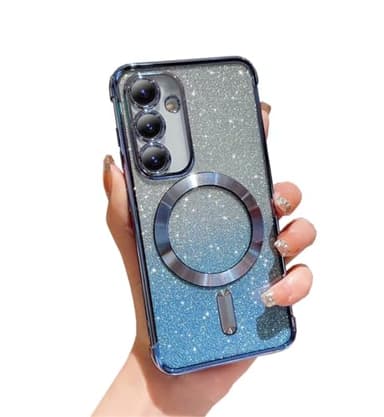 Doowear for Galaxy A24 5G Case Magnetic Glitter [Support Magsafe Charger] Anti-Scratch Shockproof Luxury Plated Clear Full Camera Protection Phone Cover Case for Samsung Galaxy A24 5G-Blue