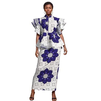 BAZINRICHE Women African Dresses Clothing Dashiki Dress Women Skirt Set Print Ankara Zipper Top