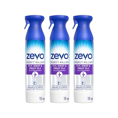 Zevo Flying Insect Killer Spray - Bug Spray for Home Use - Versatile Gnat, Mosquito, Fruit Fly Killer & More - with Rosemary & Cornmint Oil - for Indoor & Outdoor Use (3 Bottles)