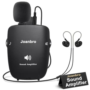 Joanbro Hearing-Amplifiers for Seniors, Sound-Amplifier with Adjustable Volume & Tone Control, Handheld Pocket Size Hearing Assisted Devices with Replaceable Microphone, Headphones, Earbuds, Batteries