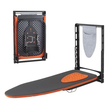 Seiritex Wall Mounted Ironing Board with Iron Holder, 36x13 Compact Mount Foldable Ironing Board for Small Spaces, Space Saving with Cotton Fabric Cover and Silicone Iron Rest