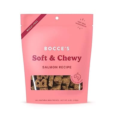 Bocce's Bakery Oven Baked Salmon Recipe Treats for Dogs, Wheat-Free Everyday Dog Treats, Made with Real Ingredients, Baked in The USA, Natural Soft & Chewy Cookies, Salmon, 6 oz