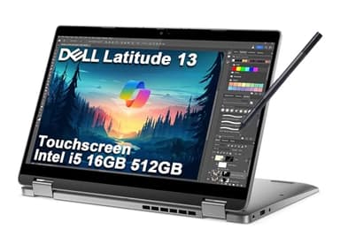 Dell Latitude 13 2 in 1 Touchscreen Business Laptop(13" FHD, Intel 10-Core i5-1335U (> i7-1255U), 16GB DDR5 RAM, 512GB SSD, AES Stylus), Backlit KB, 1080p IR Webcam, Wi-Fi 6E, Win 11 Pro w/AI Copilot