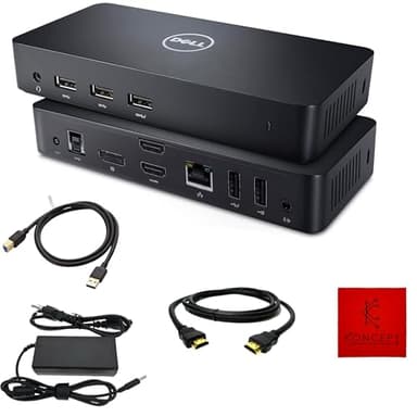 Dell D3100 Dock USB 3.0 Ultra HD/4K Triple Display Docking Station Dual Monitor with 65W, HDMI & USB 3.0 Cable