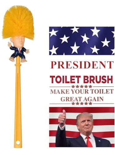 Toilet Brush, Great Gag Gift, Fun Design, Premium Quality Toilet Bowl Brush with Solid Handle and Durable Bristles for Bathroom Cleaning, Political Satire Products