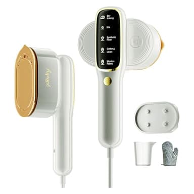 Steamer for Clothes, Travel Portable Handheld Turbo Steamer 5Mode Smart Display, 15s Heat-up Horizontal & Vertical Wrinkle Removal, Dual Function Wet/Dry Iron, Home Travel Use(GlossyWhite)