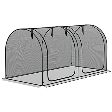 Outsunny 8' x 4' Crop Cage, Plant Protection Tent with Two Zippered Doors, Storage Bag and 4 Ground Stakes, for Garden, Yard, Lawn, Black
