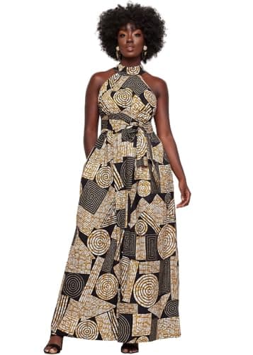 D'IYANU | Ronke African Print Dress for Women – Elegant African Attire – Ankara & Kente Dress in Regular & Plus Sizes