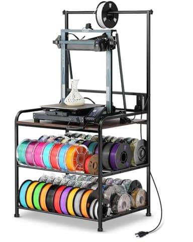 AHOWPD 3D Printer Rack Filaments Storage - Rolling 3d Printing Stand Filament Organizer, Spools Holder Racks Cart with Wheels, Heavy Duty Shelf Hold Spool PLA, ABS, PETG for Garage Office Workshop