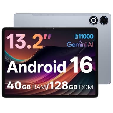 13 Inch Android 16 Tablet, 40GB+128GB+2TB Expand, 1600*2240 90Hz 𝟐𝐊 IPS Display, 11000mAh Battery+ 20W Fast Charging, Octa-Core Processor, Wi-Fi & BT5.0, 4G LTE, GPS, Large Screen Tablet with Case