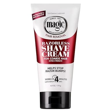 SoftSheen-Carson Magic Razorless Shaving Cream, Depilatory Hair Removal Cream for Body Hair, Extra Strength, Works in 4 Minutes for, 6 oz