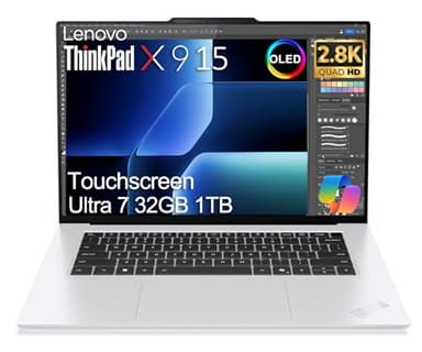 Lenovo ThinkPad X9 15 Aura Edition Business AI Laptop (15.3" 2.8K OLED Touchscreen, Intel Core Ultra 7 258V, 32GB DDR5, 1TB SSD) Ultrathin, Copilot+ PC, Backlit, Win 11 Pro, White (Next Gen X1 carbon)