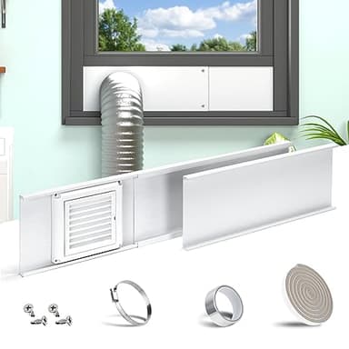 Daisypower Dryer Vent Window Kit,4" Adjustable Window Vent Kit with Outdoor Dryer Vent Cover