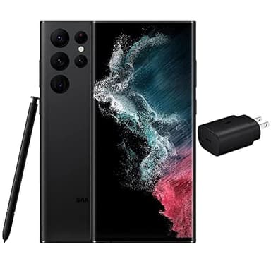 SAMSUNG Galaxy S22 Ultra 5G w/S-Pen (512GB, 12GB) 6.8" AMOLED, 108MP Camera (Fully Unlocked for AT&T, Verizon, T-Mobile, Global) S908U1 (w/ 25W Super Fast Charger, Phantom Black) (Renewed)