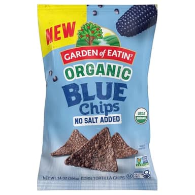 Garden of Eatin' Organic No Salt Blue Corn Tortilla Chip 14 oz