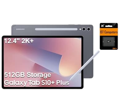 Samsung Galaxy Tab S10+ Plus, 12.4" AMOLED 2X 120Hz, 512GB Storage (256GB+256GB SD Card), Ultra-Light Android Tablet, Galaxy S Pen, AI Tools, 2K+ Touchscreen, 12GB RAM, 16-Hr Battery Life, SM-X820