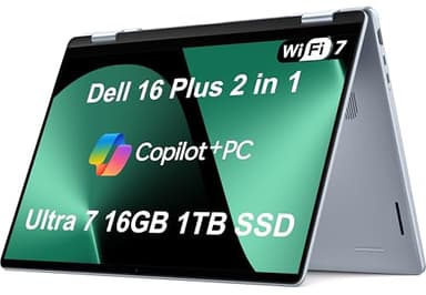 Dell 16 Plus (Next Gen Inspiron 16 Plus) 2-in-1 AI Laptop (16" FHD+ Touchscreen, Intel Core Ultra 7 256V (> i7-1355U), 16GB DDR5, 1TB SSD) Copilot+ PC, 21-Hr Battery, Wi-Fi 7, Fingerprint, Win 11 Home