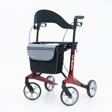 Carbon Fiber Ultralight Rollator Walker for Seniors with Seat & Brakes, Foldable ，7-Level Height ，8" Wheels, 11.5lbs Lightweight Mobility Aid, 330lbs Heavy-Duty Capacity, Adjustable Height