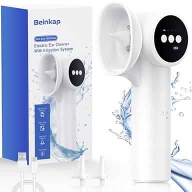 Upgraded Ear Wax Removal with Mild Drying, Safe Ear Cleaner for Ear Wax Buildup Flushing and Cleaning with Dual-Compartment Design, Ear Wax Cleaner Kit 5 Pressure Settings & USB-C Cable, IPX7