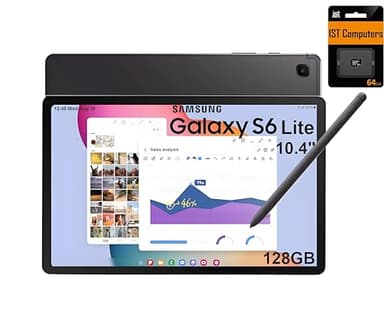 Samsung Galaxy Tab S6 Lite Android Tablet (10.4" 2K Touchscreen, 128GB Storage(64GB+64GB SD Card), S Pen for Note-Taking, Drawing, 14-Hr Long Battery Life, 5MP + 8MP Camera, Durable) SM-P620, Gray
