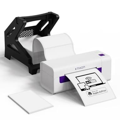KNAON AirPrint Thermal Label Printer, Wireless Wi-Fi Shipping Label Printer 4x6 for iPhone, iPad, Mac,Compatible with Android&Windows, Included Label Holder – Ideal for Small Business, Amazon, Shopify