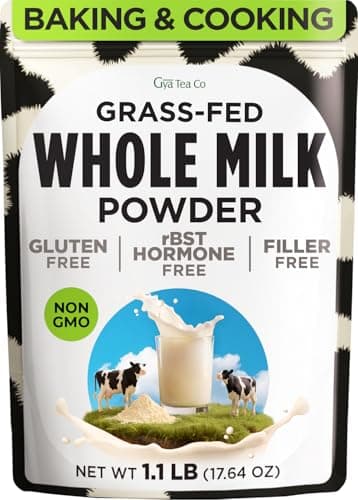 Gya Tea Co Whole Milk Powder 1.1lb (17.64 Oz) - Pasture Raised Source, rBST Hormone Free, Non-GMO - Shelf Stable Premium Grade Powdered Milk for Baking, Cooking, Smoothies - Rich in Protein & Calcium