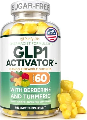 GLP-1 Support Gummies – Sugar-Free Appetite & Craving Control Supplement with Berberine, Cinnamon, Turmeric, Garcinia & Raspberry Ketones – Digestion, Weight Loss, Carb Blocker, Vegan, Keto