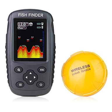 Venterior Portable Rechargeable Fish Finder Wireless Sonar Sensor Fishfinder Depth Locator with Fish Size, Temperature, Bottom Contour, Color Display