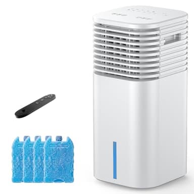 24" Windowless Portable Air Conditioner, 15H Timer & 120°Oscillation, 3-IN-1 Portable AC Unit with Remote, 2-Gal Tank, 3 Modes & 3 Speeds, Ultra-Quiet Ventless Swamp Cooler for Home Office, White