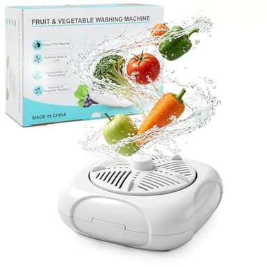 Fruit and Vegetable Washing Machine, Ultrasonic Fruit Veg Cleaner Device with OH-ion Tech, Produce Vegetable Cleaner and Fruit Washer, Plug-In Automatic Veggie Washer for Fruits, Rice