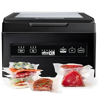 Avid Armor Chamber Vacuum Sealer Machine USVXL Ultra Series 11.5" Seal Bar for Liquid-Rich Wet Foods, Cooking Sous Vide, Infusions. LARGER Size Chamber Sealer Black Color Great for the Countertop