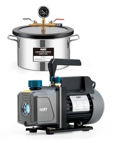 Orion Motor Tech 2 Gal Vacuum Chamber with Pump Kit, 3.5 cfm Vacuum Pump and Chamber Kit with Tempered Glass Lid 5 ft Hose, Vacuum Degassing Chamber Kit for Stabilizing Wood Degassing Silicone Resin