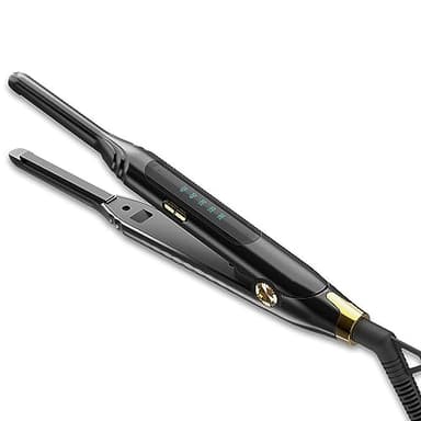 Mvxitanny Pencil Flat Iron 3/10'' Small Flat Irons for Short Hair,Pixie Cut & Bangs,Hair Straightener for Edge with LED Display,Travel Mini Hair Straightener with Dual Voltage,Auto Shut Off（Black）