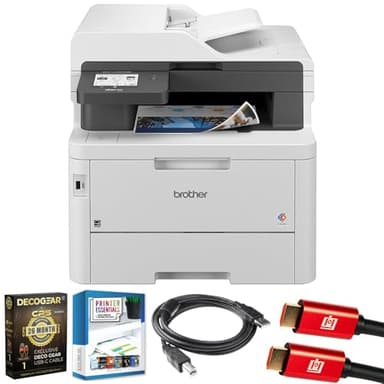 Brother MFCL3780CDW Digital Color All-in-One Laser Printer Bundle with Deco Gear CPS 26 Month Protection Pack, Tech Smart USA Printer Essentials, Deco Essential 6FT Printer Cable and HDMI Cable