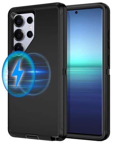 I-HONVA for Samsung Galaxy S25 Ultra Case [Compatible with MagSafe] Shockproof 3-Layer Full Body Protection [Without Screen Protector] Rugged Heavy Duty Cover Case for Galaxy S25 Ultra,Black