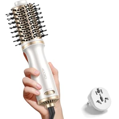 Dual Voltage Mini Hair Dryer Brush, 4 in 1 Blow Dryer Brush for European Travel, 120-240V for International Travel