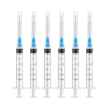 10 Pack 3ml/cc Disposable Luer Lock Lab Syringes with 23Ga 1.5 Inch Needle , Individually Sealed Packed