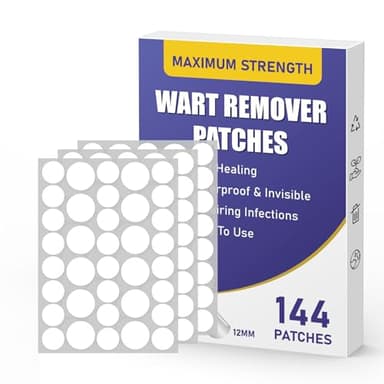 WABRINY Maximum Strength Wart Remover Patches, Hydrocolloid Invisible Sticker for Neck, Feet, Hands Skin – Waterproof, Fast Acting, Invisible Protection, 1 Box (144 Patches)