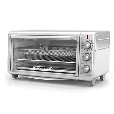 BLACK+DECKER Crisp 'N Bake Air Fry Countertop Convection Toaster Oven, XL Capacity, 8-Slice, 5-in-1, Fits 9” x 13” pan,12” Pizza, 60-Min Timer, Bake, Broil, Air Fry, Toast, Keep Warm, Stainless Steel