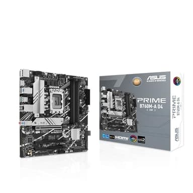 ASUS Prime B760M-A D4-CSM Intel B760 (LGA 1700) mATX Commercial CSM Motherboard, PCIe 4.0, DDR4, 2X M.2, 2.5Gb LAN, DP, 2X HDMI, SATA 6 Gbps, USB Type-C, Aura Sync, ASUS Control Center Express