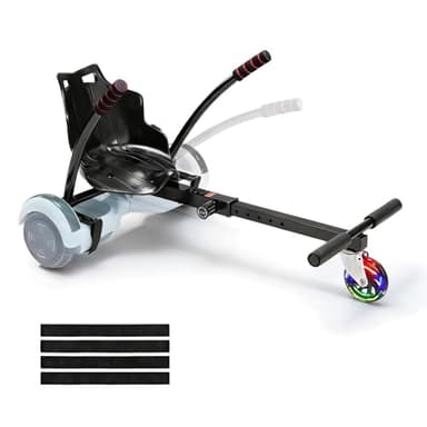 VEVOR Hoverboard Seat Attachment with LED Lights, for 6.5" 8" 8.5" 10" Hoverboards, Adjustable Frame & Grips Control, 220 LBS Load Capacity, Hoverboard Go Karts Accessory for Kids and Adults
