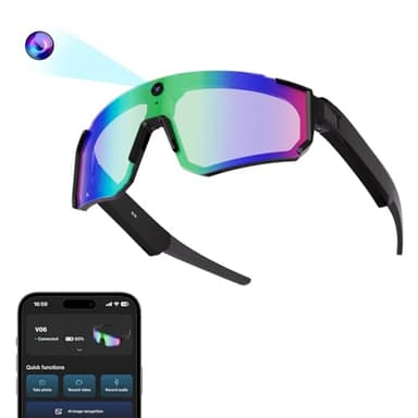 Zigtik AI Smart Glasses with Camera 4K - Polarized Sunglasses with Camera, UV400 Lens, ChatGPT Enabled, EIS Stabilization, Dual Mic Noise Canceling, IP54 for Cycling Hiking