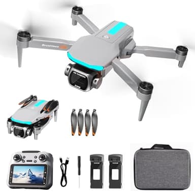 Foldable Dual HD Camera Drone with 4.5 Inch Screen Remote Controller, Under 250g Mini RC Quadcopter for Adult, Follow Me Headless Mode Optical Flow Positioning Auto Return Beginner Hobby Drone (Grey)