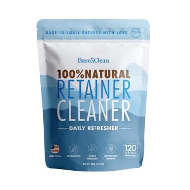 Base & Clean – The Daily Refresher™ | 100% Natural Retainer & Aligner Cleaner Powder | For Daily Use | 4 Month Supply | No Harsh Chemicals or Wrappers | Made in USA | NO Persulfate