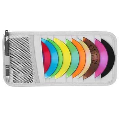 LXUEJIE 1 Pcs Car CD Holder, Car Sun Visor Storage DVD Disc Holders Pocket Case Organizer with 12 DVD Storage Sleeves, one Mesh Pocket, one Pen Holder, and Elastic Strap (Gray)